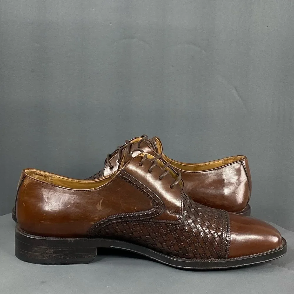 PRINCIPE Brown leather Basket Weave Oxfords mens size 9